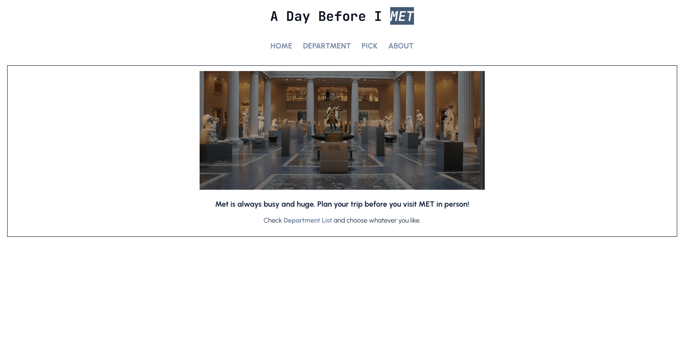 A Day Before I MET